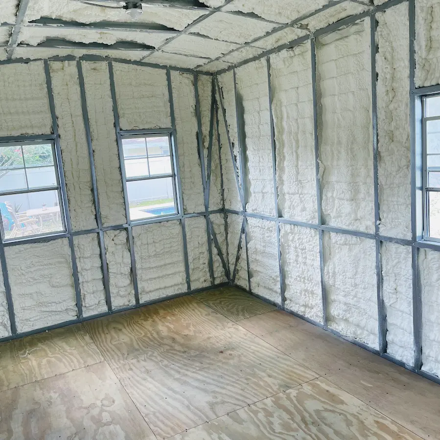 Closed-cell spray foam insulation applied to wall cavities in a residential project in North Richland Hills